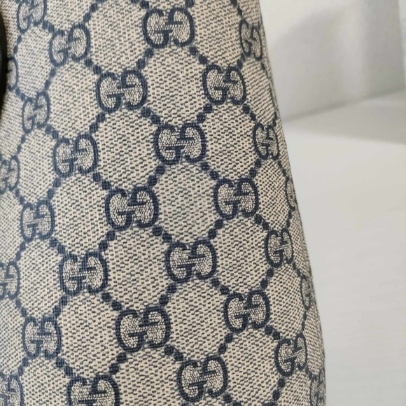 GG Supreme Monogram Linea A Foldover Tote Beige Blue Hibiscus Red - Picture 12 of 16